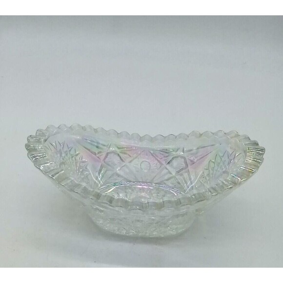 Vintage LE Smith Iridescent Carnival Glass 7" Relish Candy Nut Dish - Picture 3 of 8